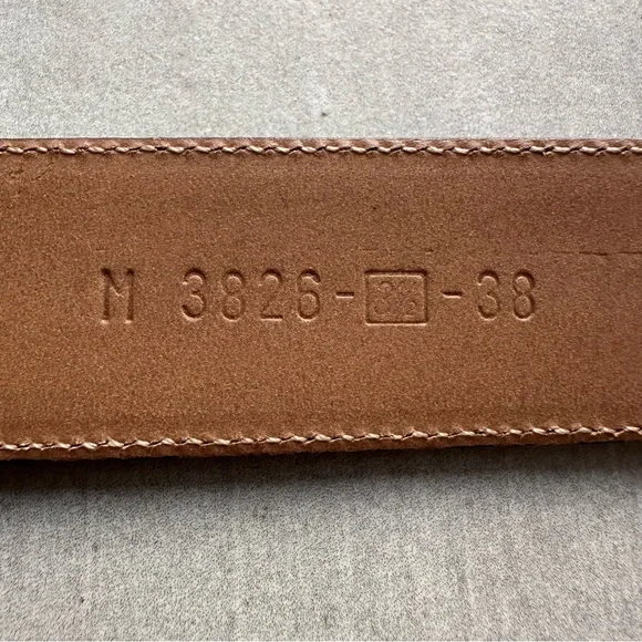 Mezlan Black Leather Belt with Brass Buckle - 38